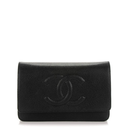 Chanel Caviar Timeless CC Wallet On Chain WOC Black 1 of 8