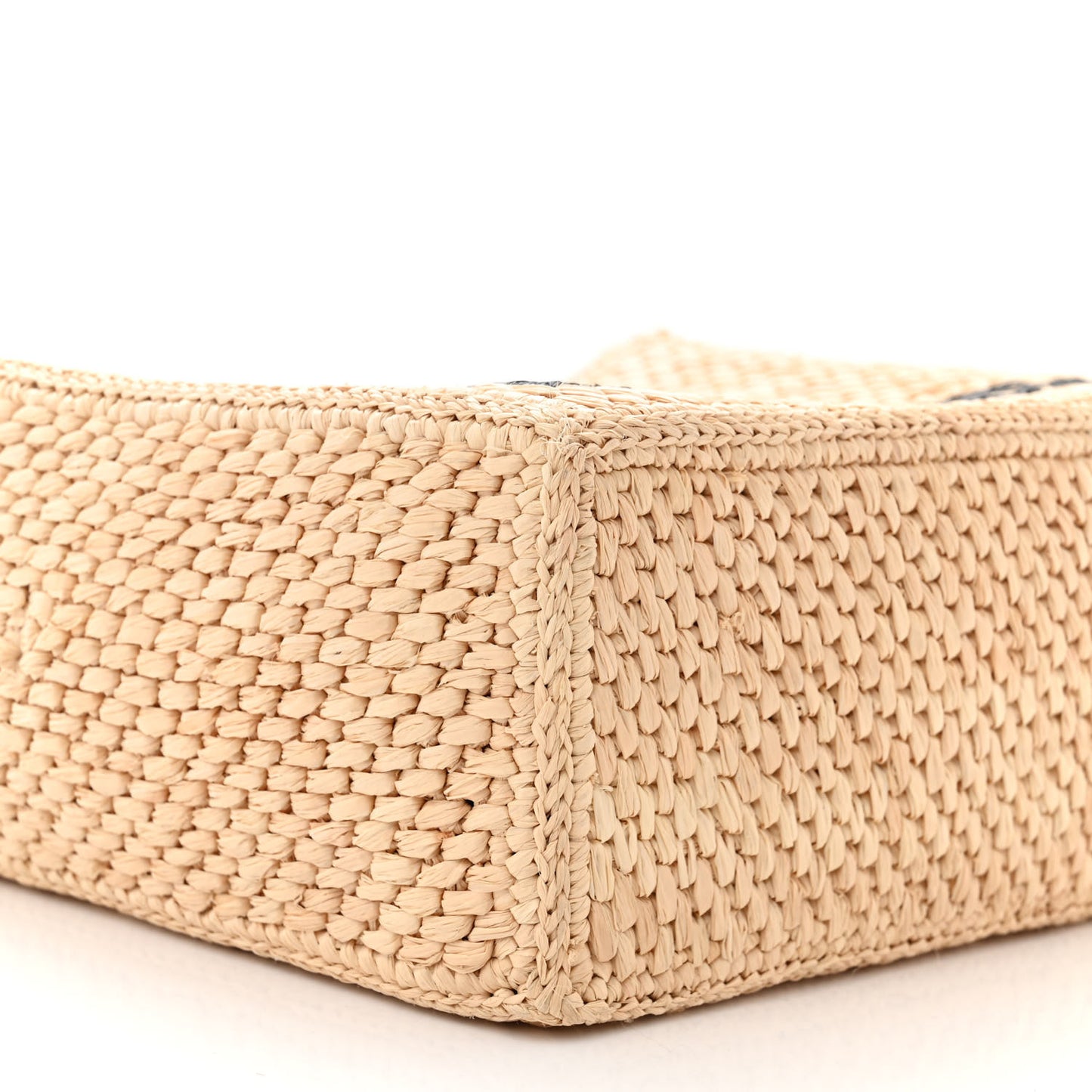 Raffia Small Paula's Ibiza Logo Tote Natural Tan
