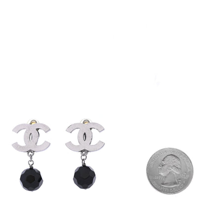 Chanel Ruthenium CC Bead Drop Clip On Earrings Black 2 of 4