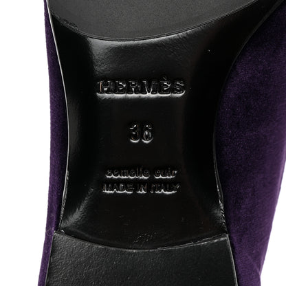 Hermes Velvet Womens Paris Loafers 36 Violet Fonce 8 of 9