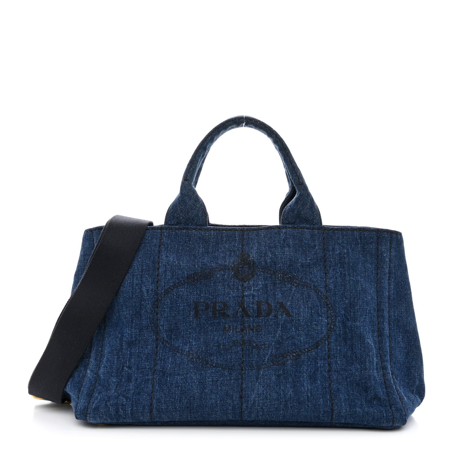 Prada Denim Logo Tote Bleu 1 of 11
