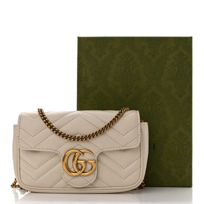 Gucci Calfskin Matelasse Super Mini GG Marmont Shoulder Bag White 11 of 11