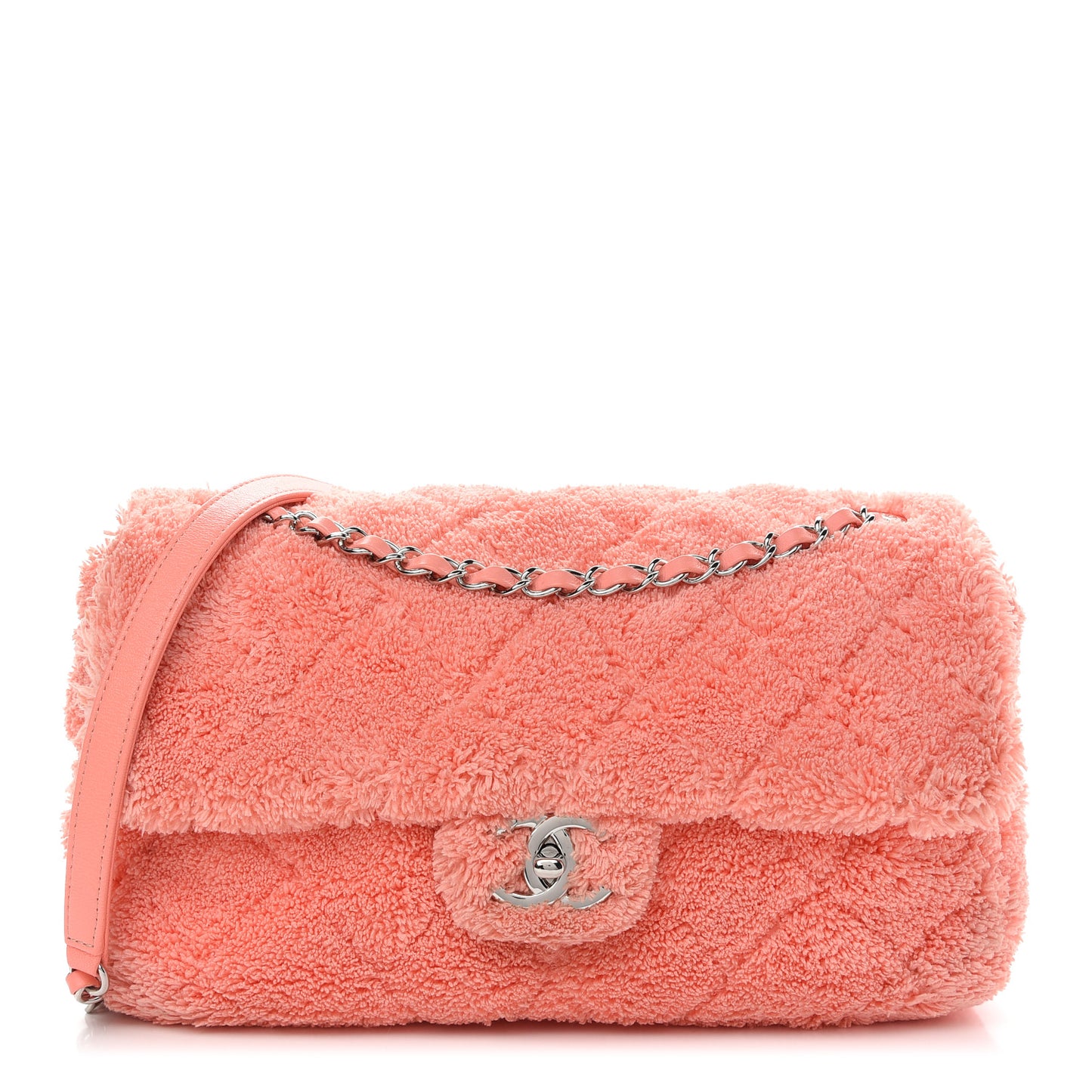 Lambskin Calfskin Mixed Fibers Quilted Medium Flap Orange