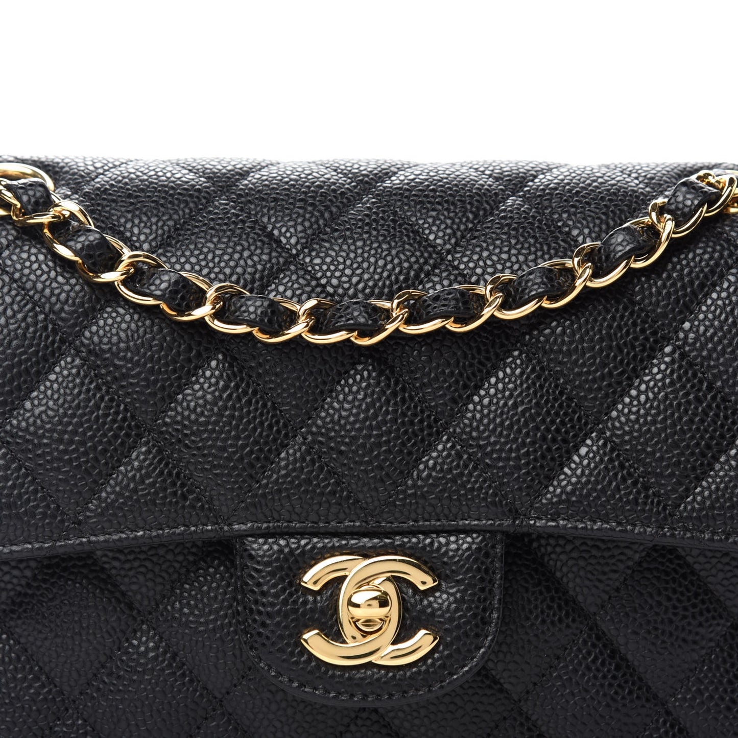 Caviar Quilted Small Double Flap Black