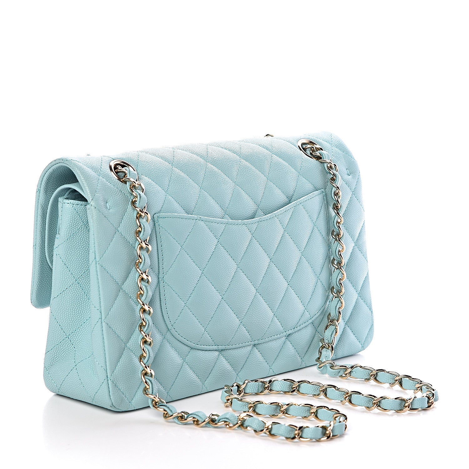 Chanel Caviar Quilted Medium Double Flap Light Blue 3 of 14