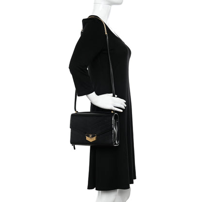 Chanel Calfskin Chevron Quilted Medal Flap Black 2 of 10