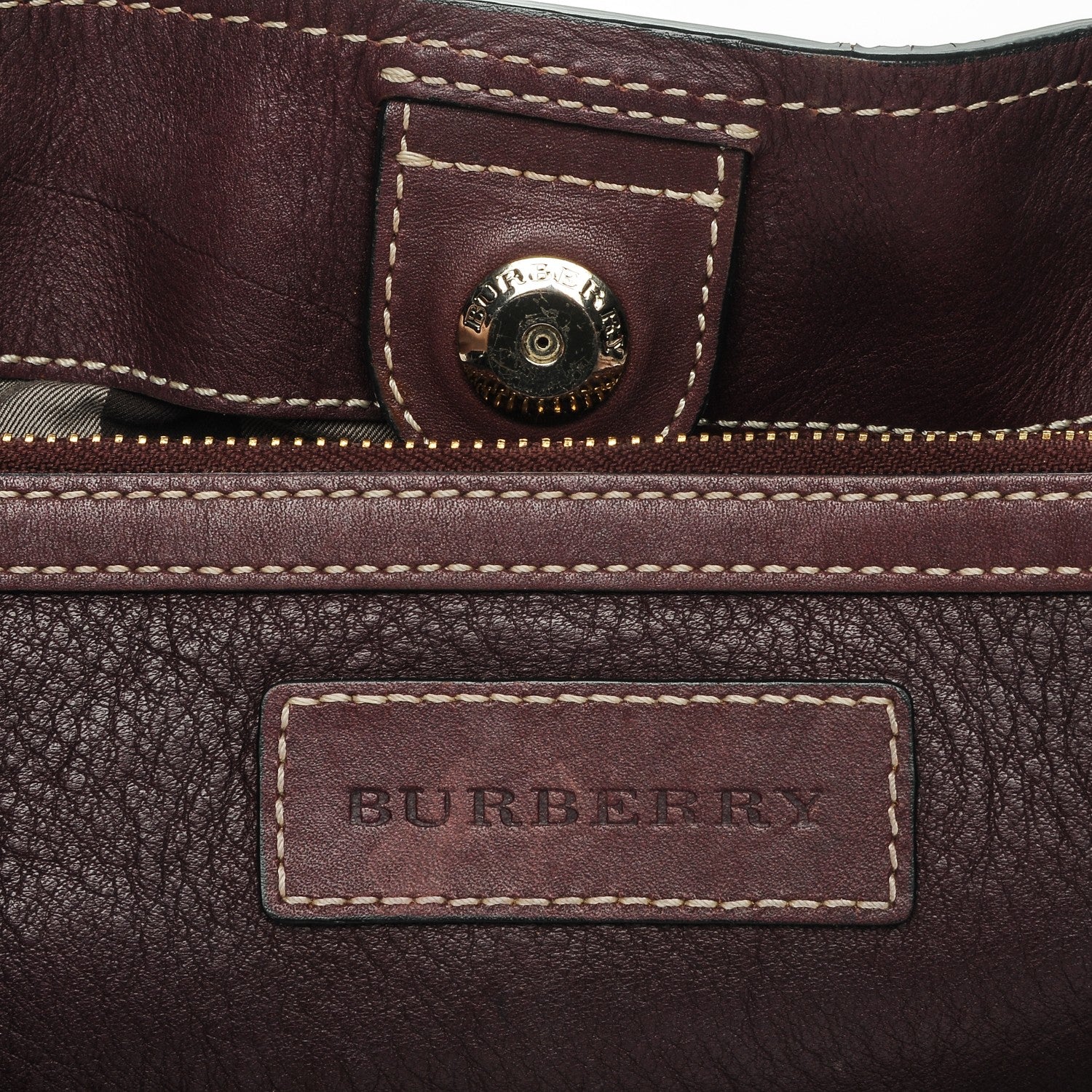 Burberry Calfskin Saddle Stitch Small Canterbury Tote Burgundy 6 of 13