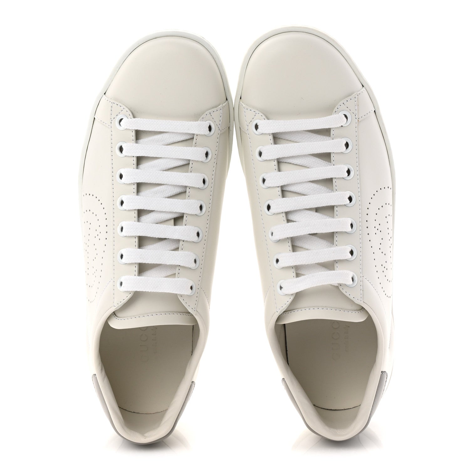 Gucci Calfskin Interlocking G Perforated Womens Ace Sneakers 36.5 White Grey Sky 2 of 10