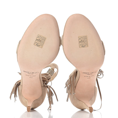 Jimmy Choo Shimmer Suede Viola 110 Pumps 40 Nude 8 of 10