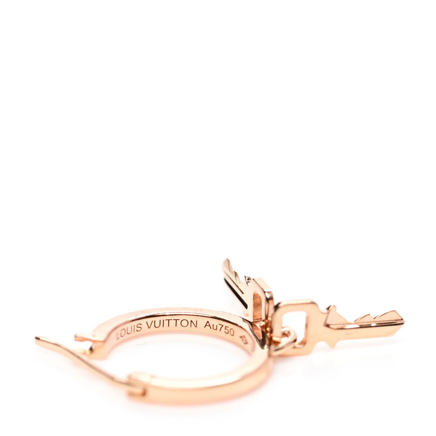 Louis Vuitton 18K Pink Gold Lockit Hoop Earrings 4 of 6