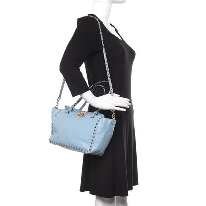 Valentino Garavani Vitello Small Rockstud Tote Sky Sorbet 2 of 11