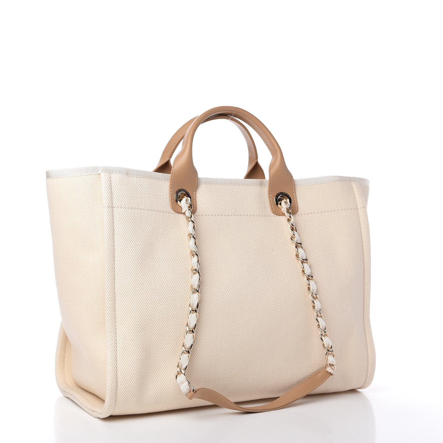 Chanel Canvas Pearl Medium Deauville Tote Ecru Beige 3 of 10