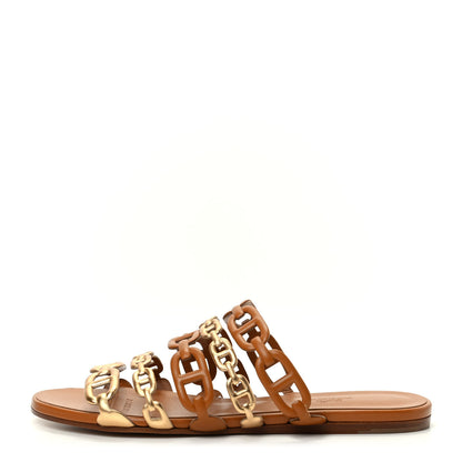 Hermes Nappa Thalassa Sandals 37 Beige Doré 1 of 11