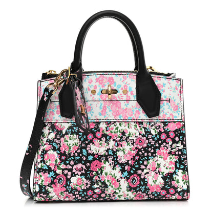 Louis Vuitton Calfskin Floral Print Mini City Steamer Black 1 of 8