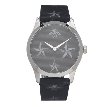 Gucci Stainless Steel Calfskin 38mm G-Timeless Bee Star Hologram Quartz Watch Black 1 of 6