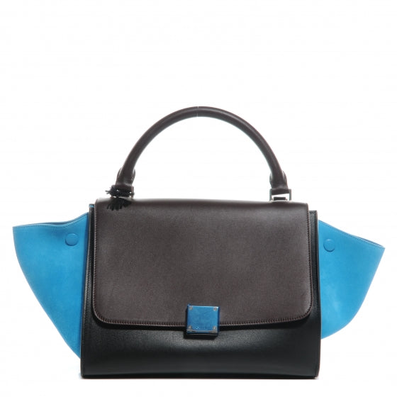 Celine Calfskin and Suede Small Tri-Color Trapeze Turquoise 1 of 8