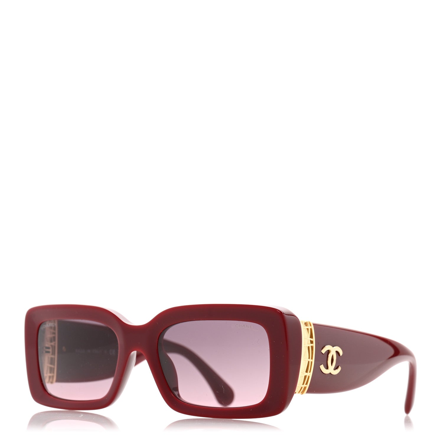 Chanel Acetate Rectangle Sunglasses 5434 Brown Red 1 of 8