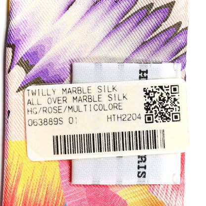 Hermes Silk All Over Marble Silk Twilly Rose Multicolor Ocre 3 of 4