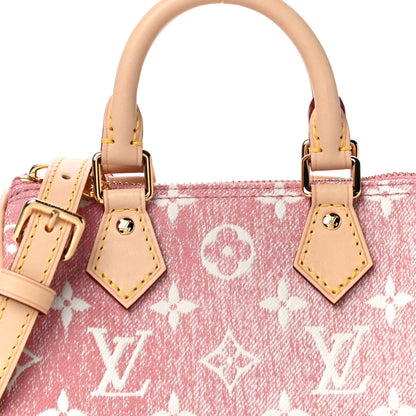 Louis Vuitton Monogram Jacquard Denim Nano Speedy Bandouliere Pink 7 of 9