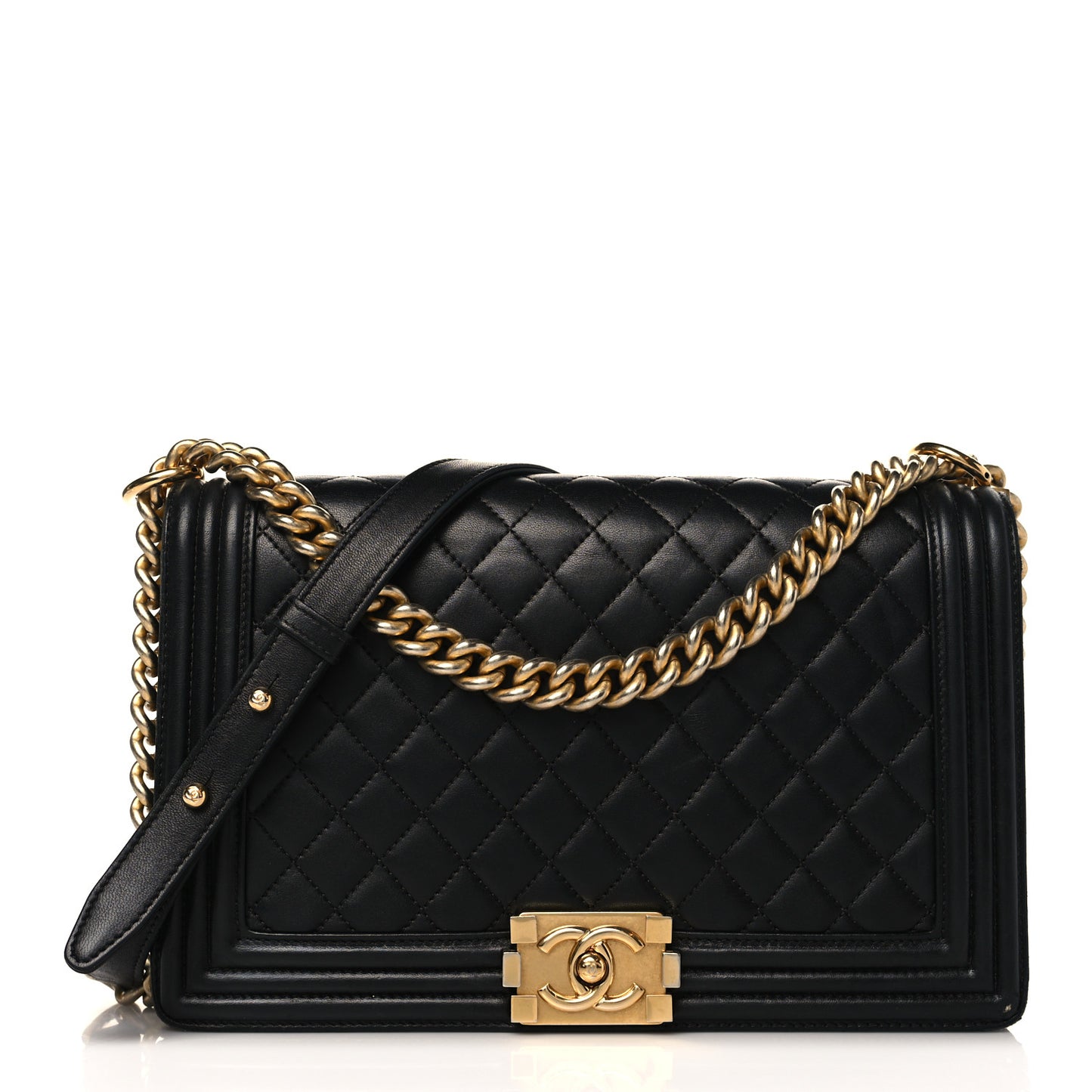 Lambskin Quilted New Medium Boy Flap Black