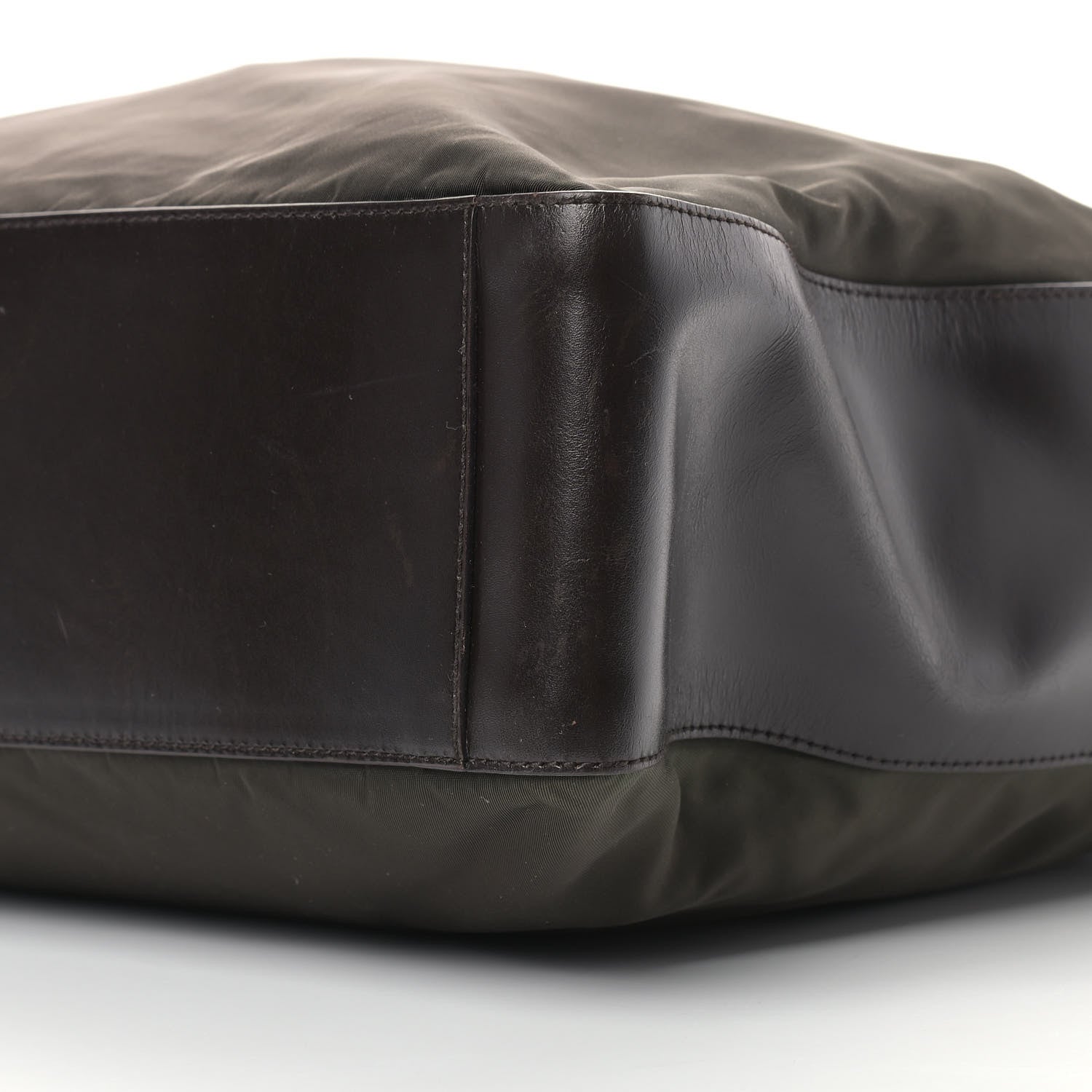 Prada Tessuto Nylon Soft Calfskin Shopping Tote Ebano 8 of 10
