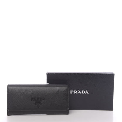 Prada Saffiano Continental Flap Wallet Black 8 of 8