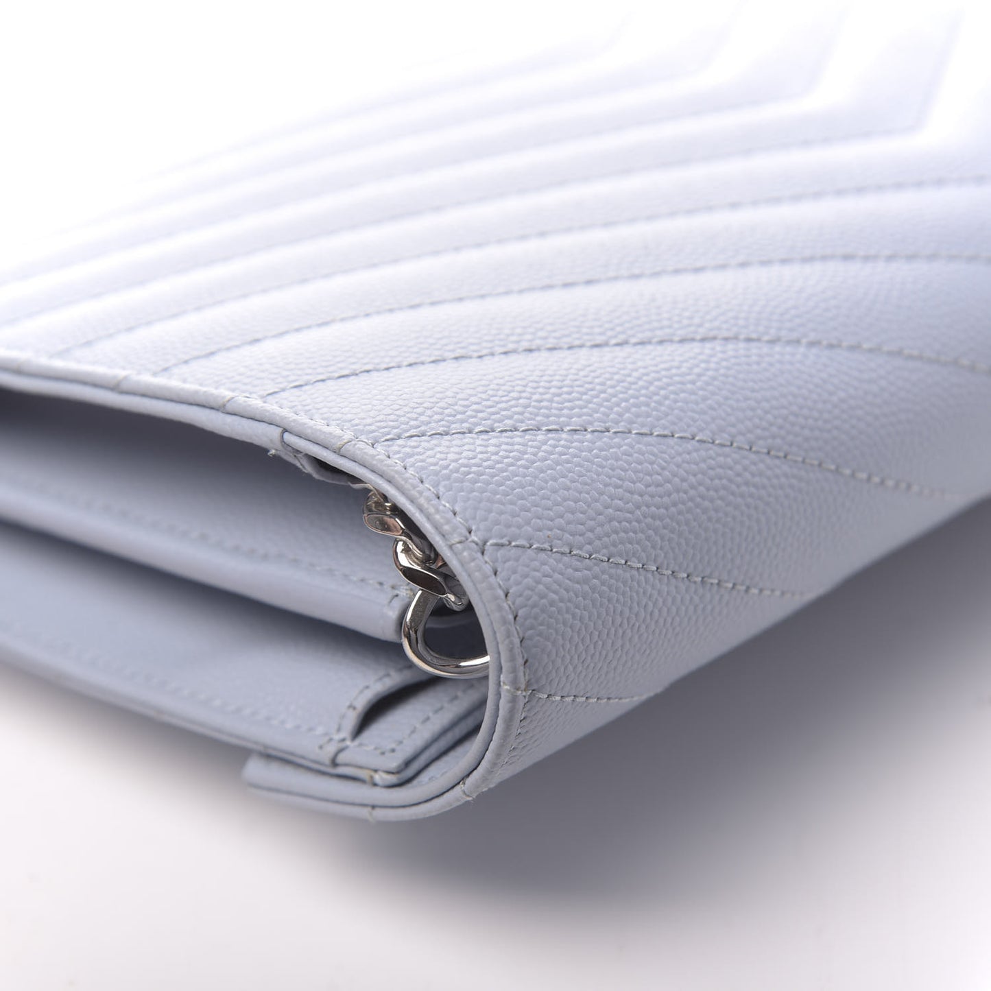 Grain De Poudre Matelasse Monogram Chain Wallet Sky Blue
