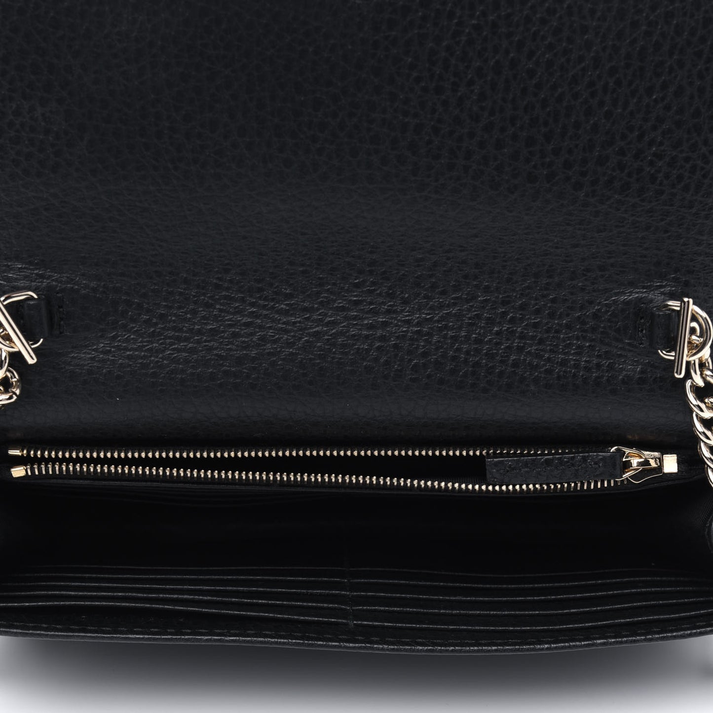 Dollar Calfskin Interlocking G Chain Wallet Black