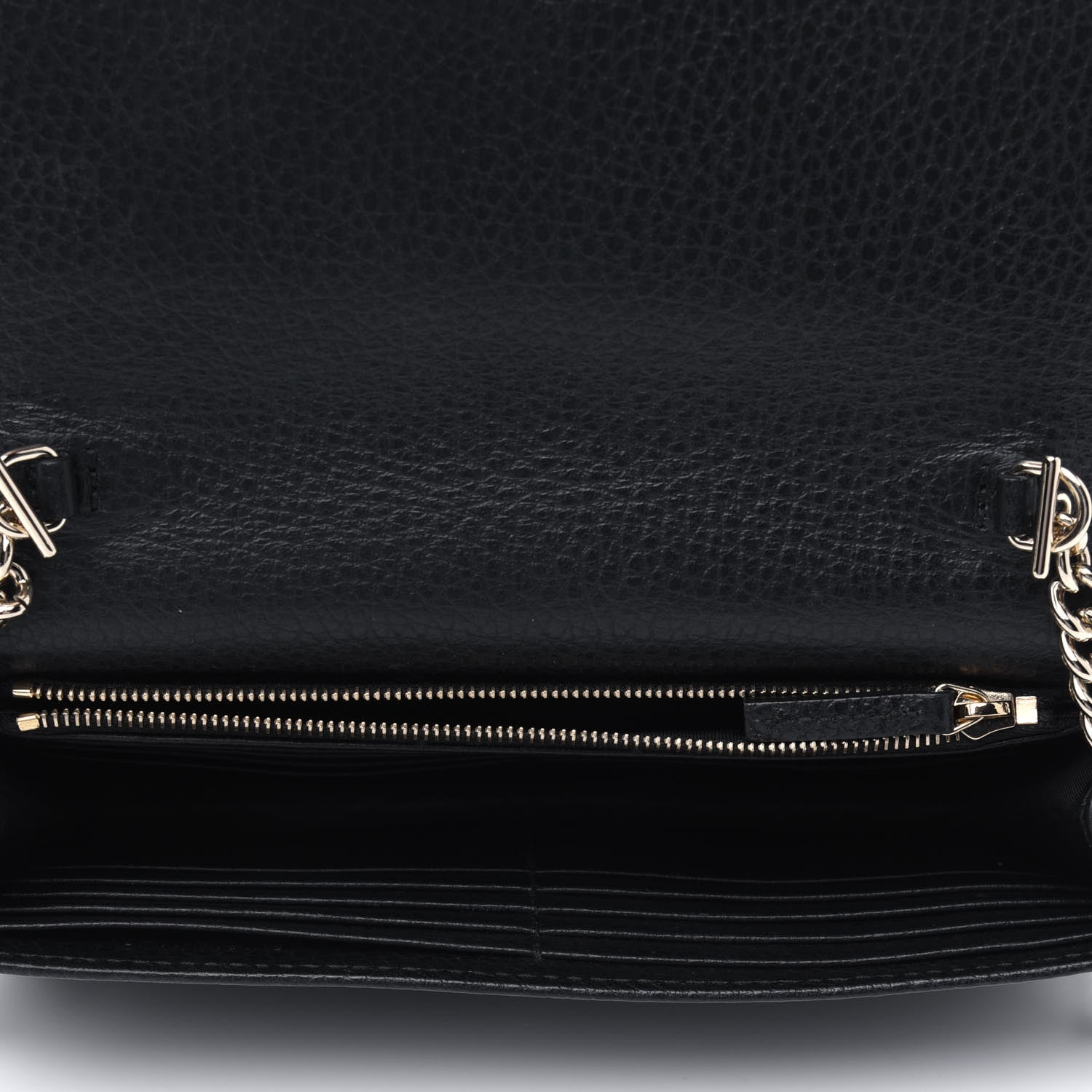 Gucci Dollar Calfskin Interlocking G Chain Wallet Black 3 of 4