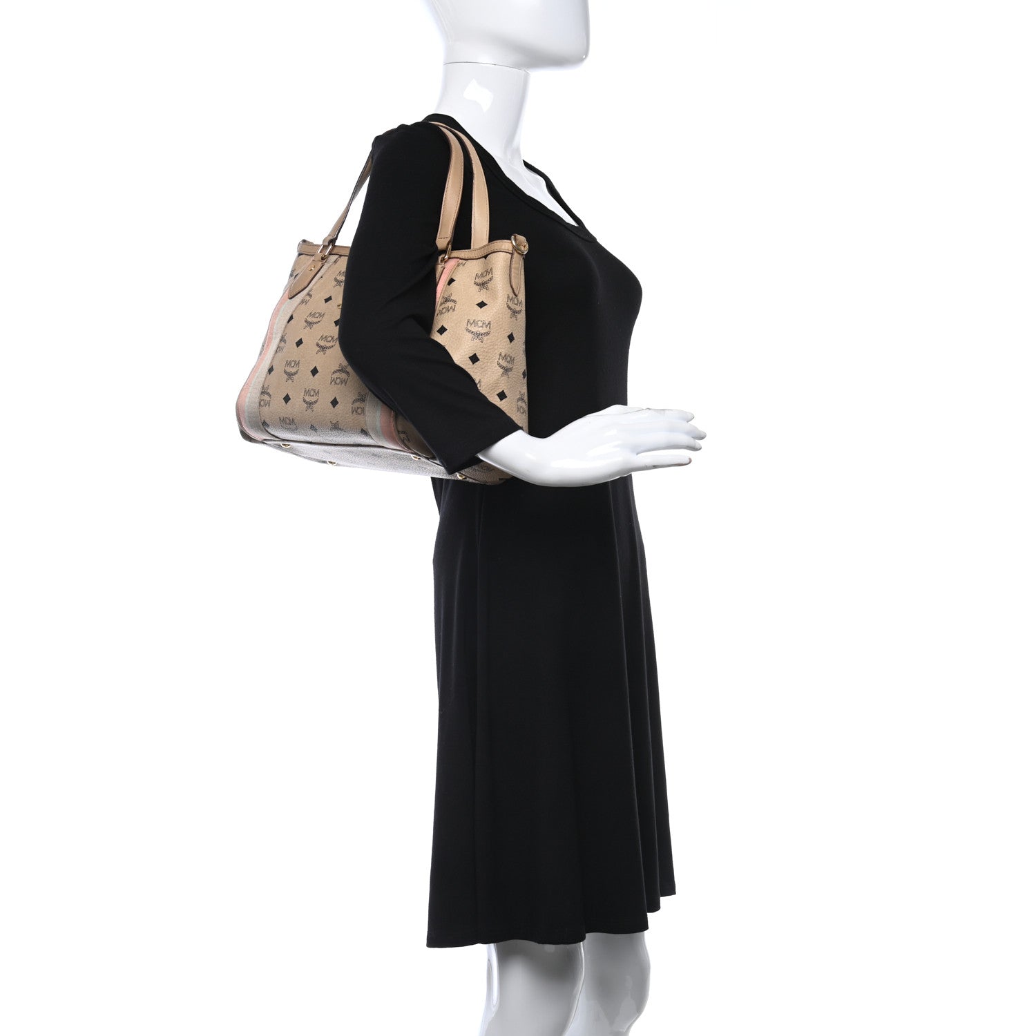 MCM Visetos Striped Tote Beige 2 of 20