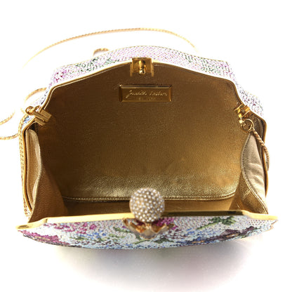 Judith Leiber Swarovski Crystal Flower Minaudiere Clutch Gold 4 of 9