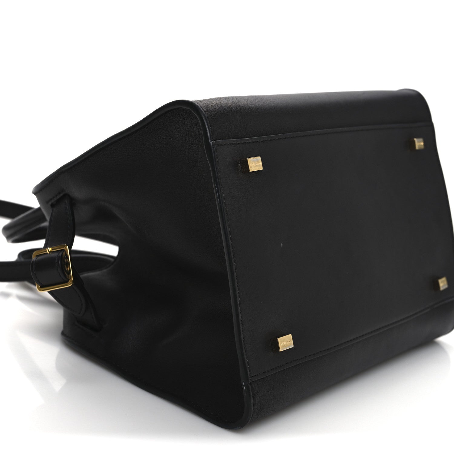 The Row Polished Saddle Calfskin Soft Margaux 10 Bag Black 8 of 13