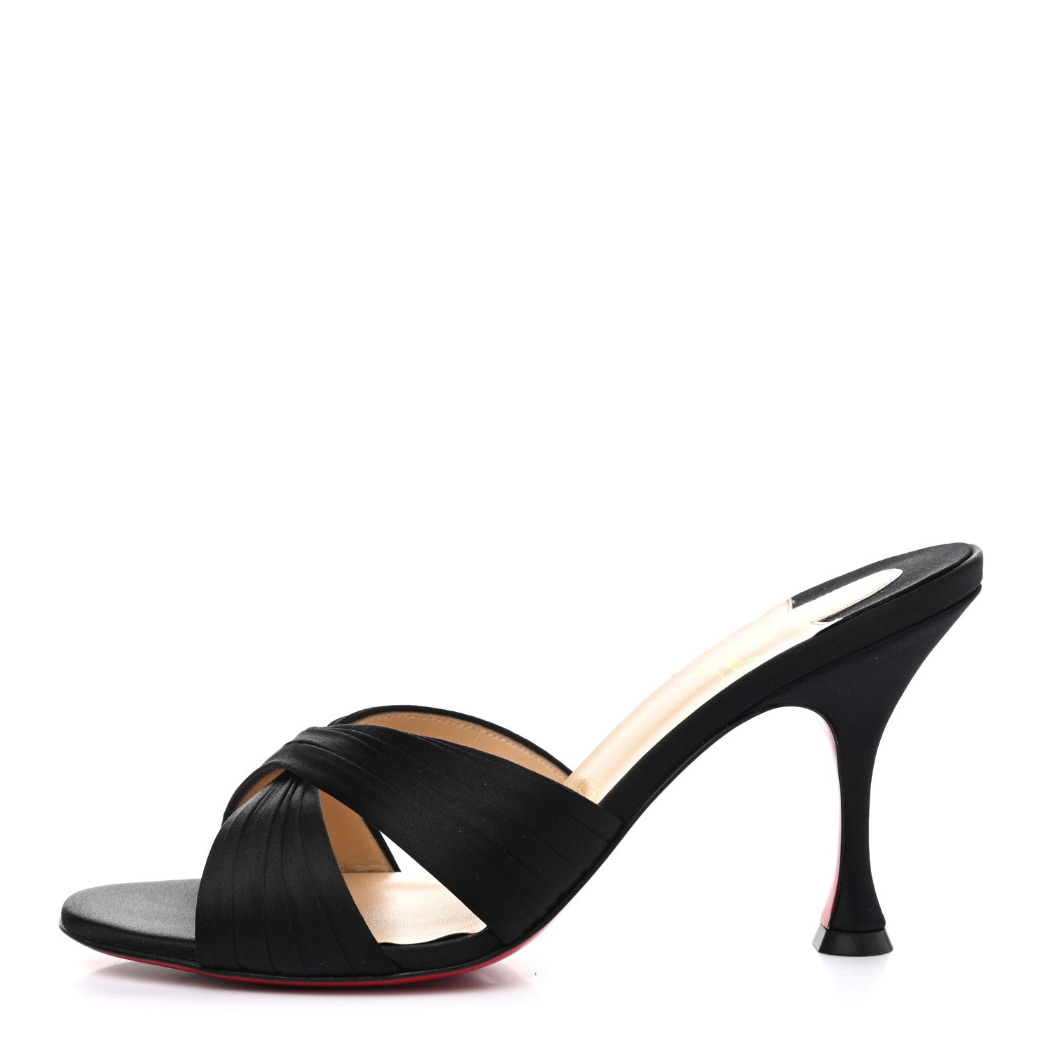 Christian Louboutin Crepe Satin Nicol Is Back 85 Slide Sandals 39.5 Black 1 of 8