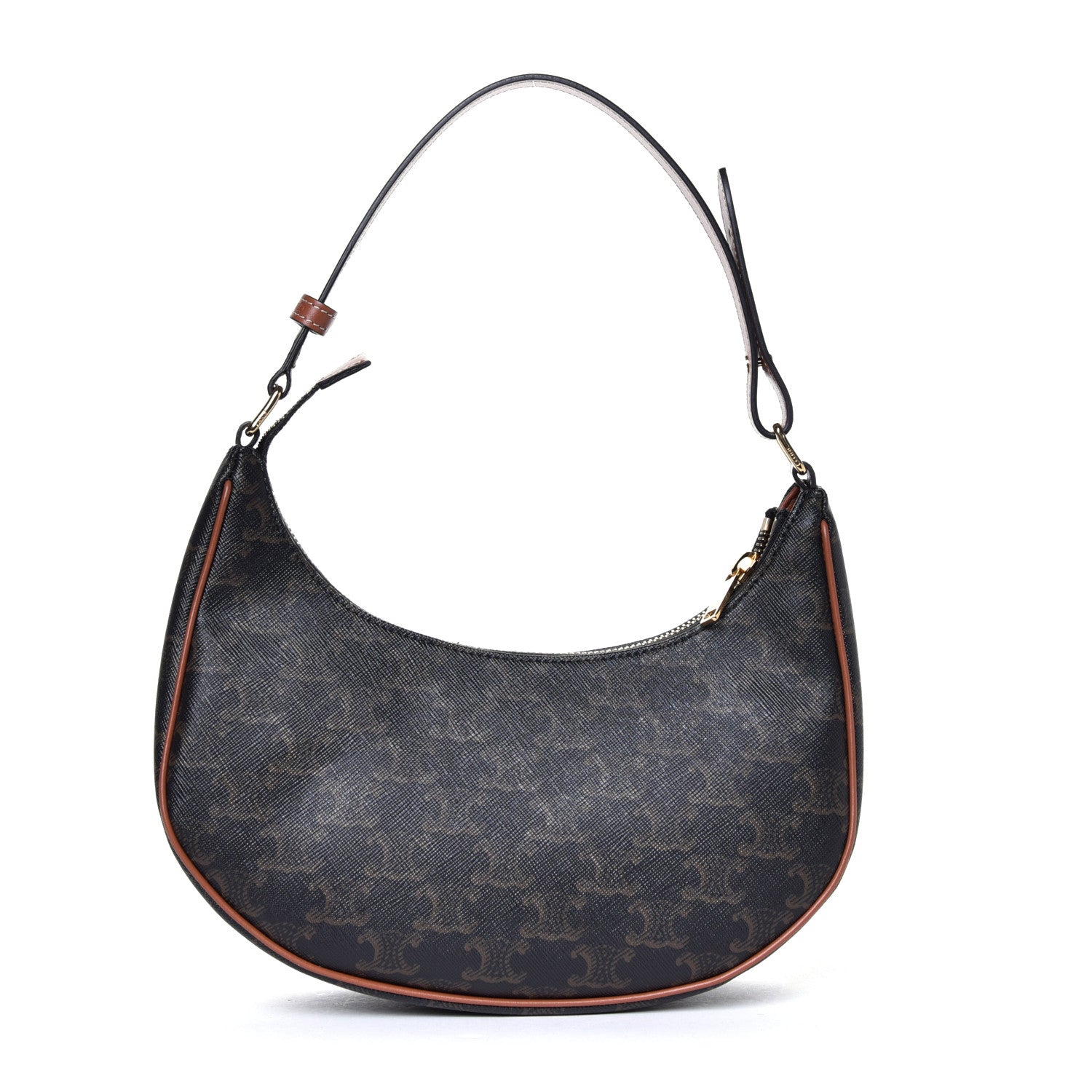 Celine Triomphe Canvas Calfskin Ava Shoulder Bag Tan 1 of 8