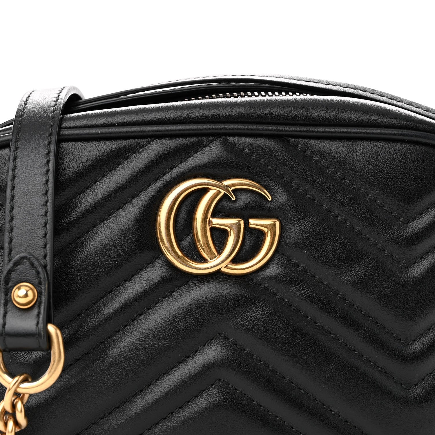 Gucci Calfskin Matelasse Mini GG Marmont Chain Shoulder Bag Black 8 of 10