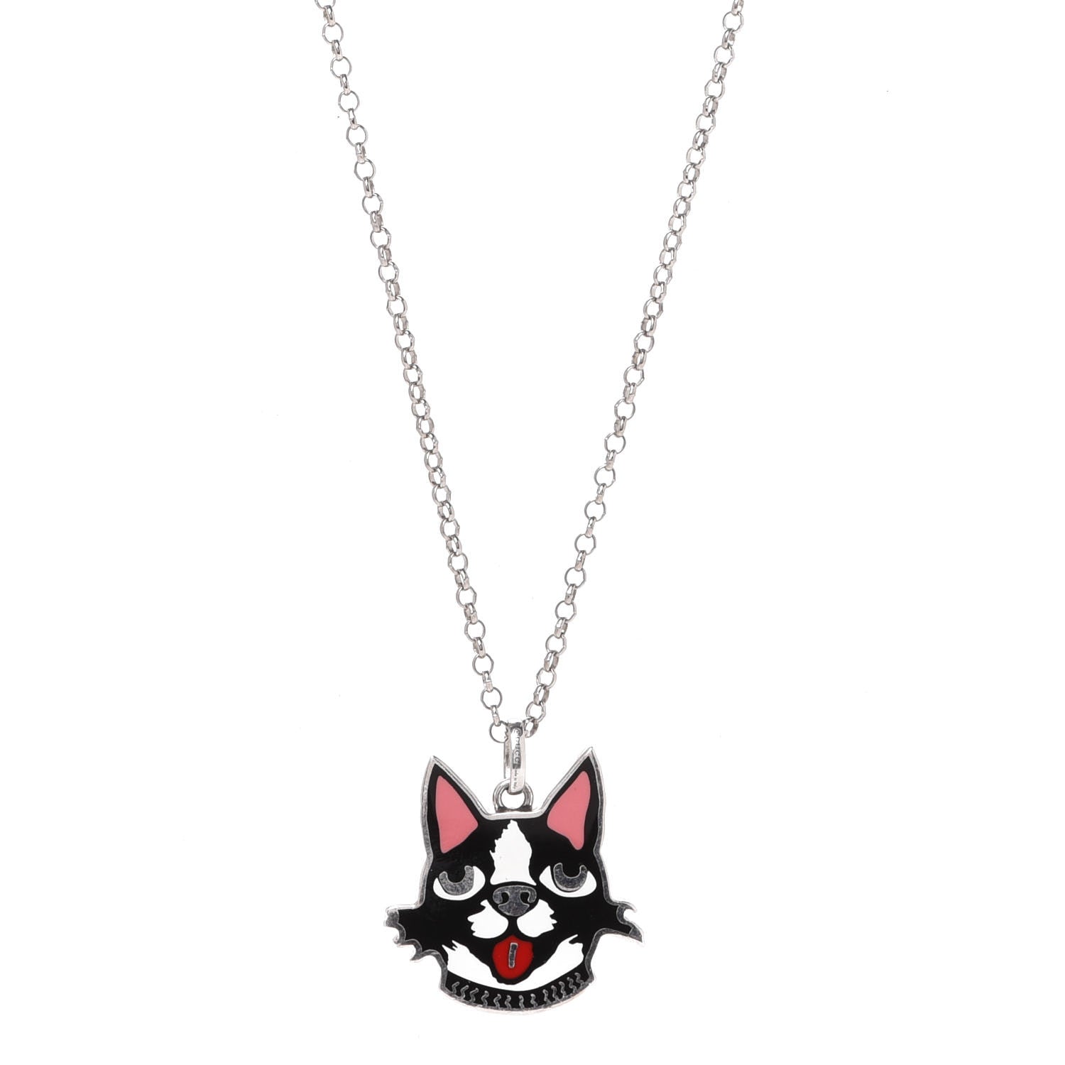 Gucci Sterling Silver Enamel Bosco Pendant Necklace 1 of 7