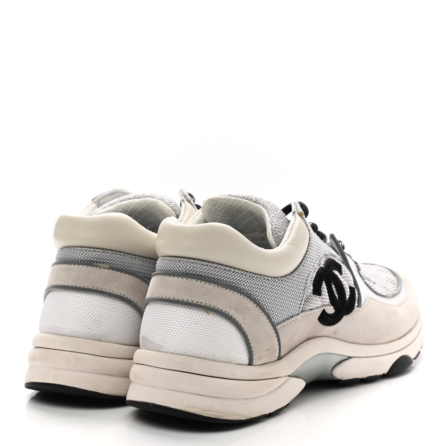 Nylon Calfskin Suede Womens CC Sneakers 39.5 Grey Beige