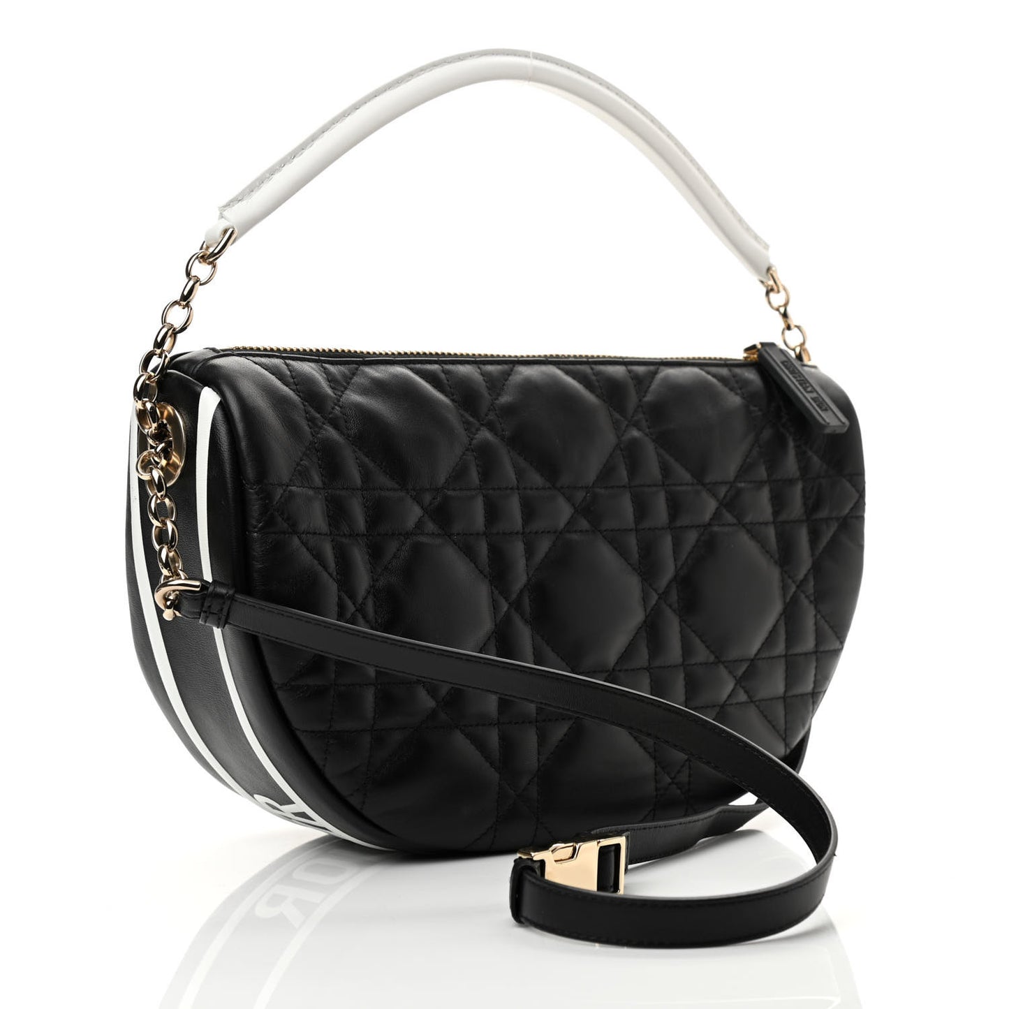 Lambskin Cannage Medium Dior Vibe Hobo Bag Black