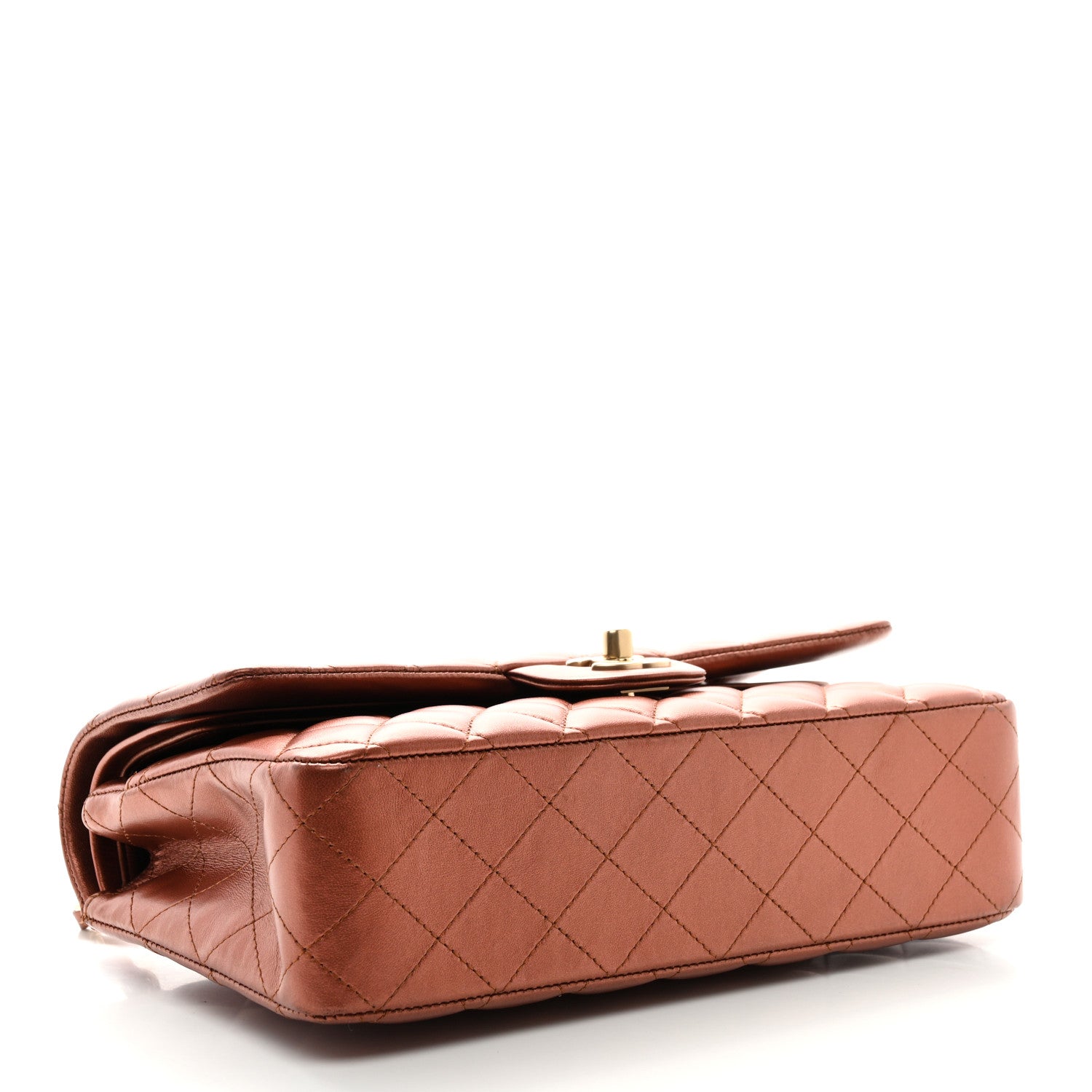 Chanel Metallic Lambskin Quilted Medium Double Flap Bronze 4 of 11