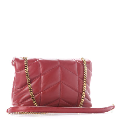 Saint Laurent Lambskin Quilted Toy Loulou Puffer Monogram Chain Satchel Red 2 of 7