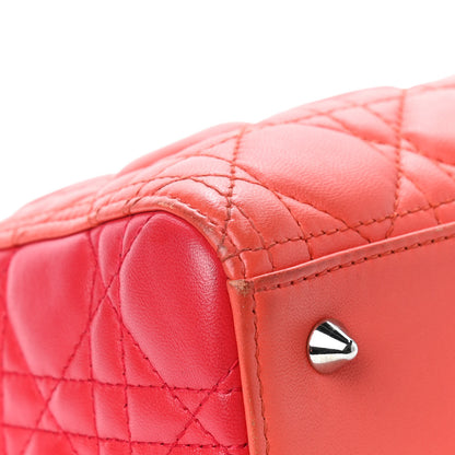 Christian Dior Lambskin Cannage Medium Bi-Color Lady Dior Orange Fuchsia 12 of 15