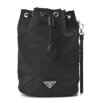 Prada Saffiano Tessuto Nylon Vela Bucket Wristlet Black 1 of 8