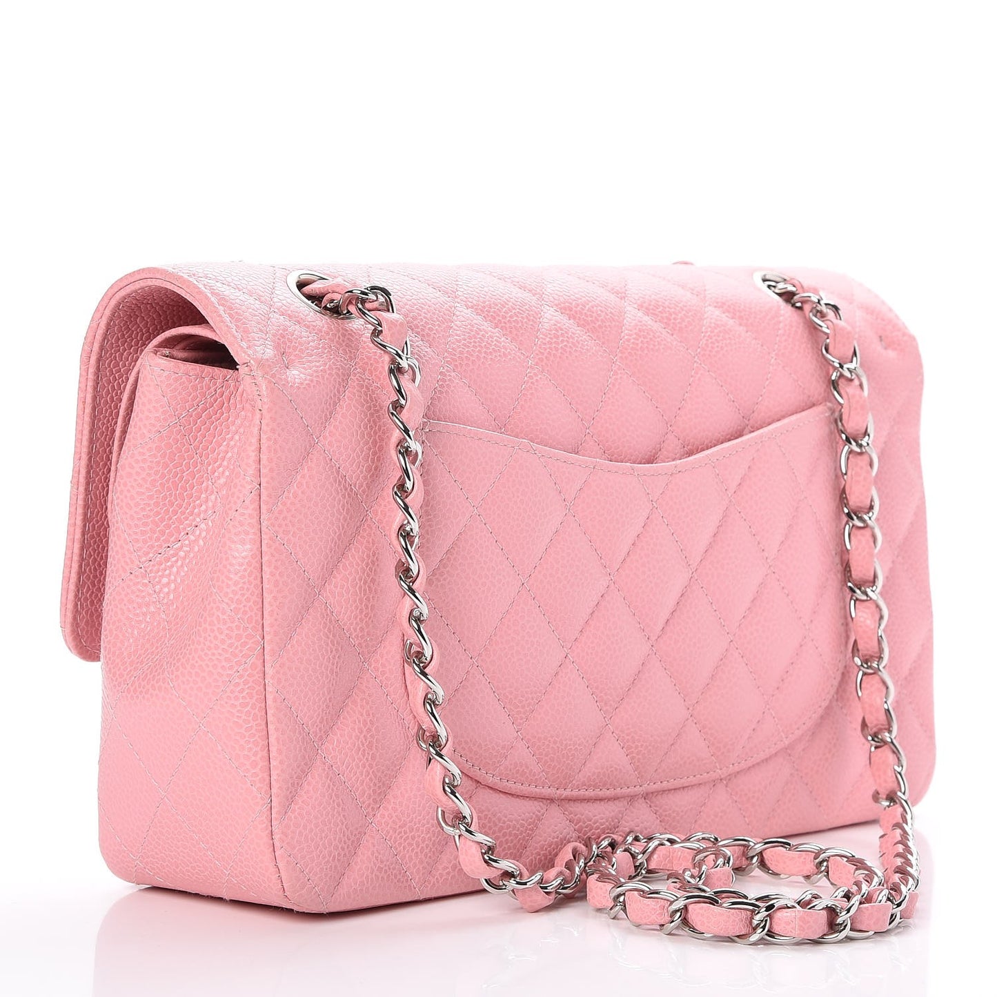 Caviar Quilted Medium Double Flap Pink