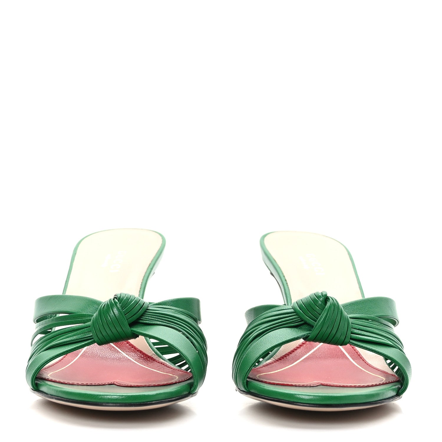 Gucci Malaga Kid Crawford Knot Mid Heel Slide Sandals 36.5 New Shamarock 2 of 7