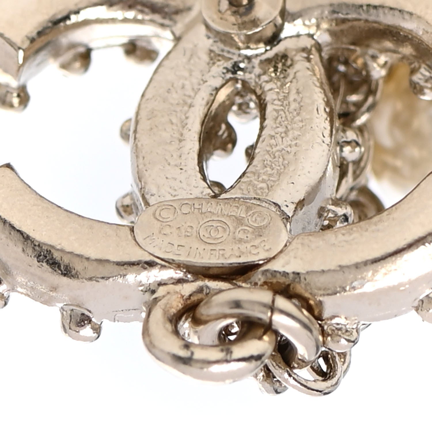Chanel Pearl Chain Camellia CC Drop Earrings Pearly White Gold 4 of 4