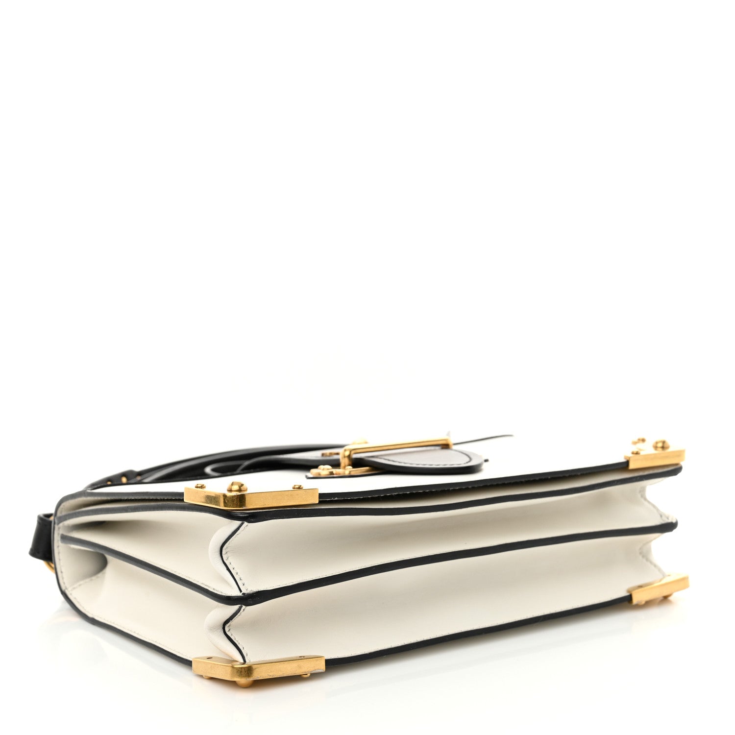 Prada City Calf Saffiano Large Cahier Bag White Black 4 of 11