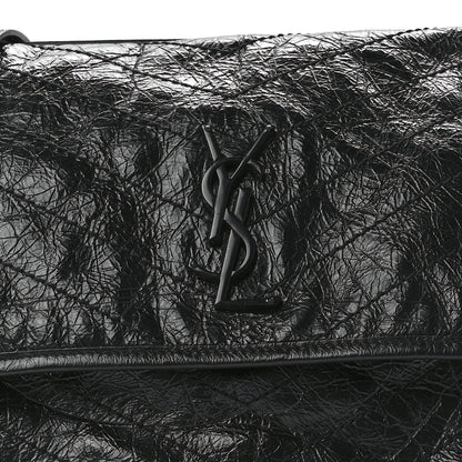 Saint Laurent Crinkled Calfskin Matelasse Monogram Medium Niki Chain Satchel Black 10 of 14