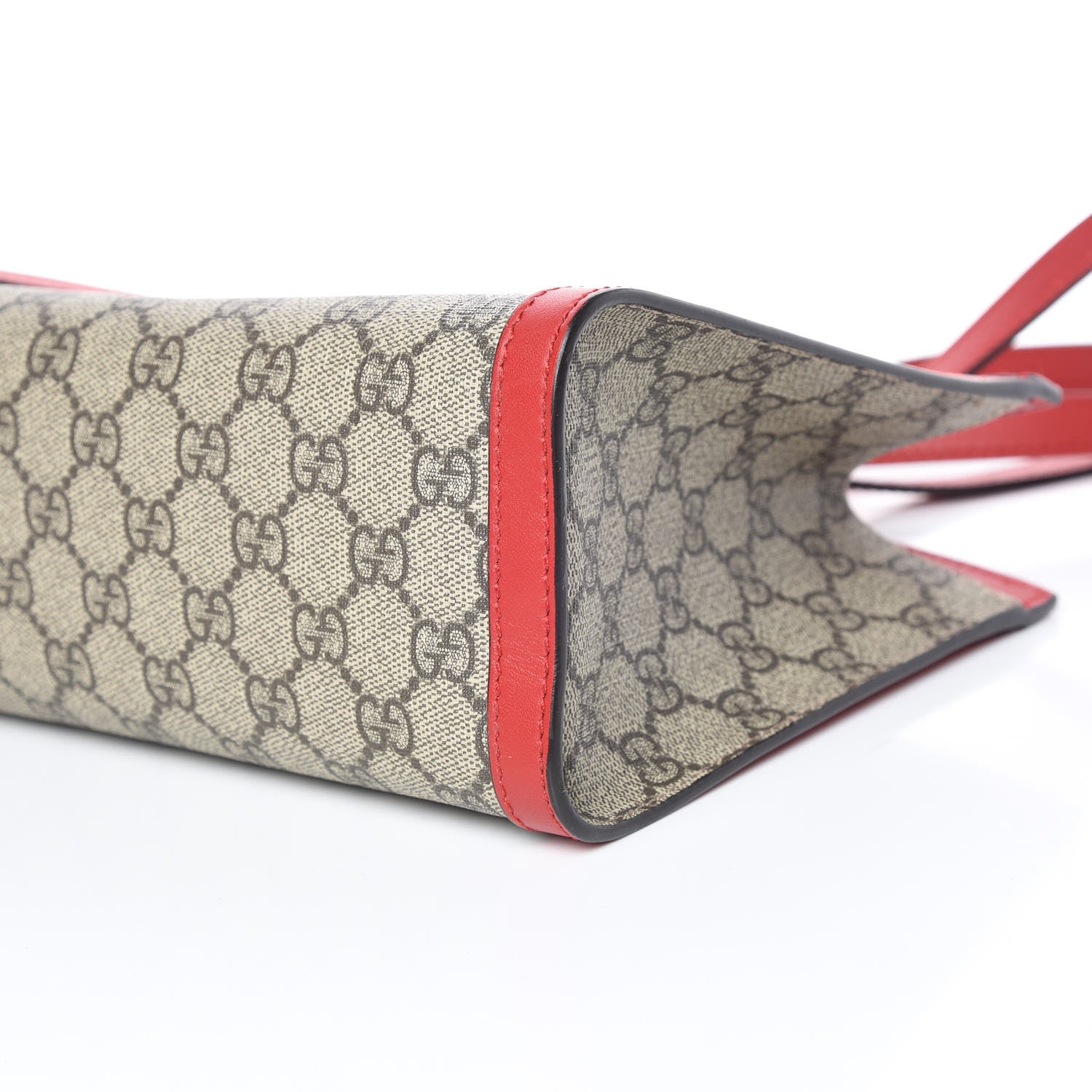 Gucci GG Supreme Monogram Small Padlock Tote Beige Hibiscus Red 9 of 9