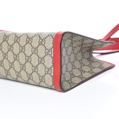 Gucci GG Supreme Monogram Small Padlock Tote Beige Hibiscus Red 9 of 9