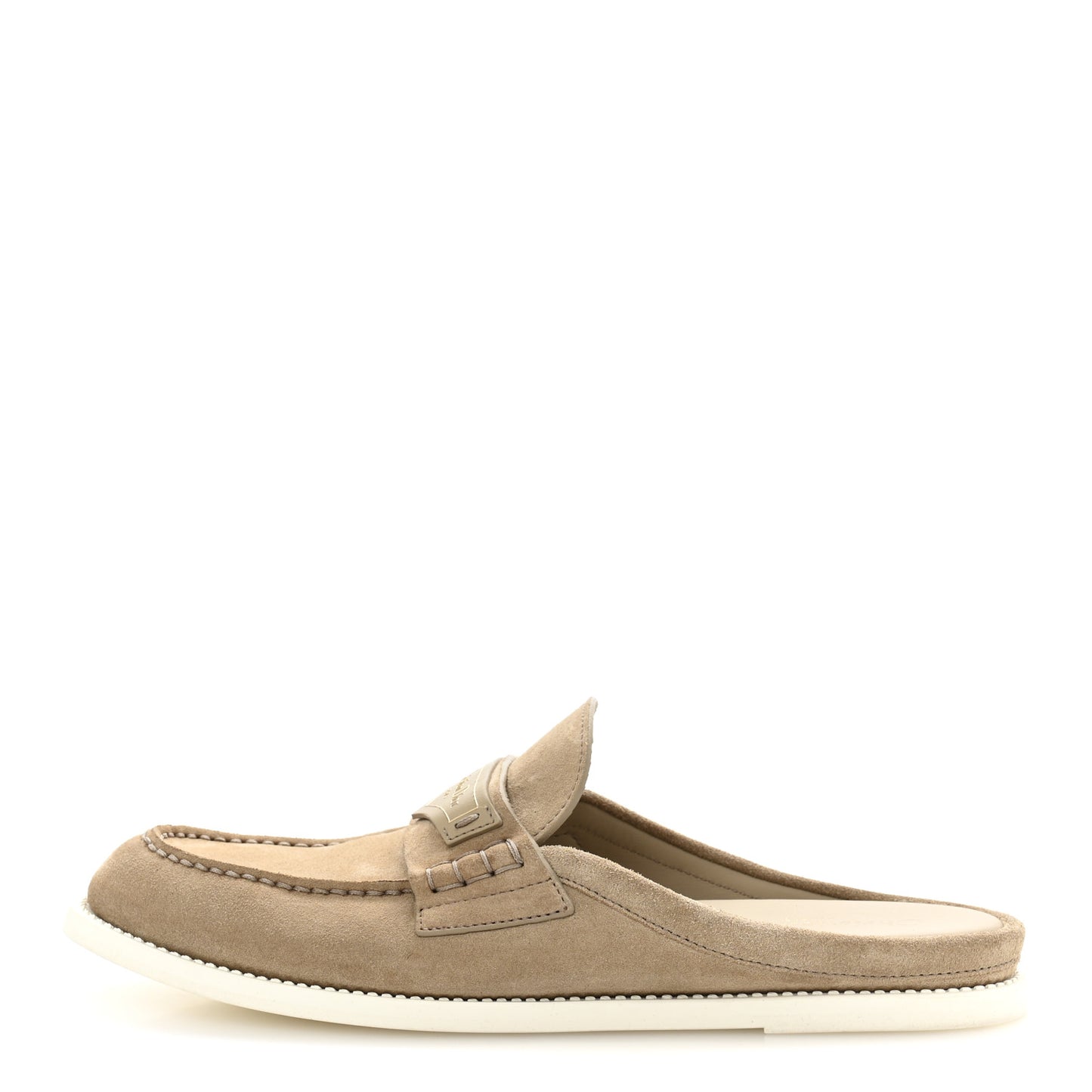 Suede Goatskin Boy Loafer Mule 38 Rope Beige